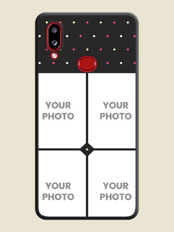 Custom Multicolor Dotted Pattern with 4 Image Holder on Space Black Custom Soft Matte Phone Cases - Samsung Galaxy M01s - alternate view