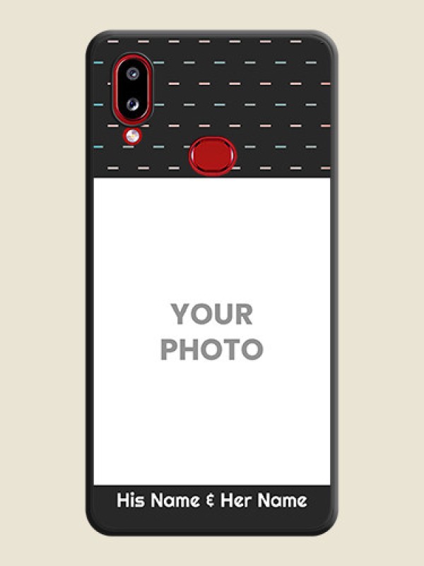 Custom Line Pattern Design with Text on Space Black Custom Soft Matte Phone Back Cover - Samsung Galaxy M01s - alternate view