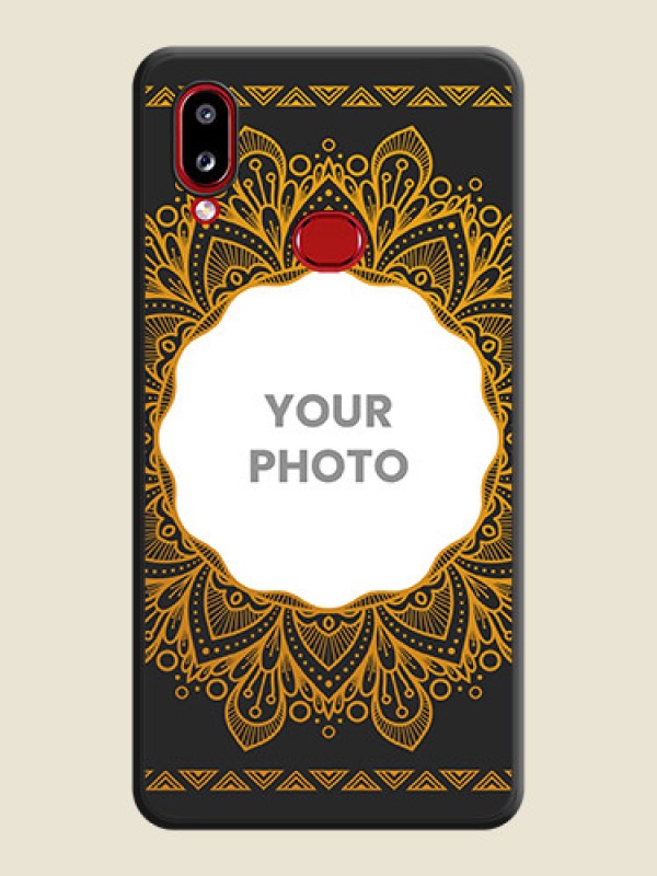 Custom Round Image with Floral Design on Photo on Space Black Soft Matte Mobile Cover - Samsung Galaxy M01s - alternate view