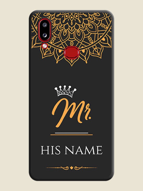 Custom Mr Name with Floral Design  on Personalised Space Black Soft Matte Cases - Samsung Galaxy M01s - alternate view