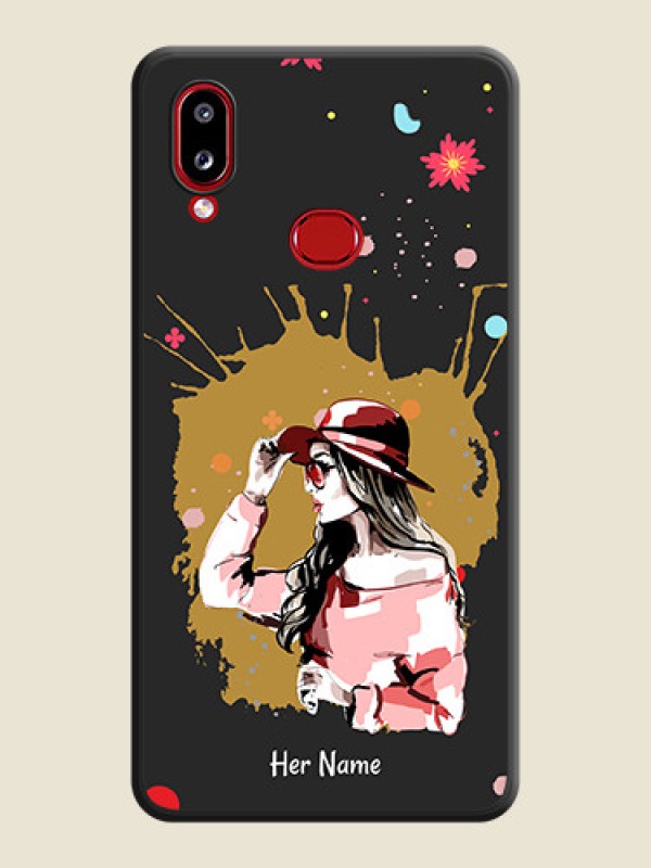 Custom Mordern Lady With Color Splash Background With Custom Text On Space Black Personalized Soft Matte Phone Covers -Samsung Galaxy M01S - alternate view