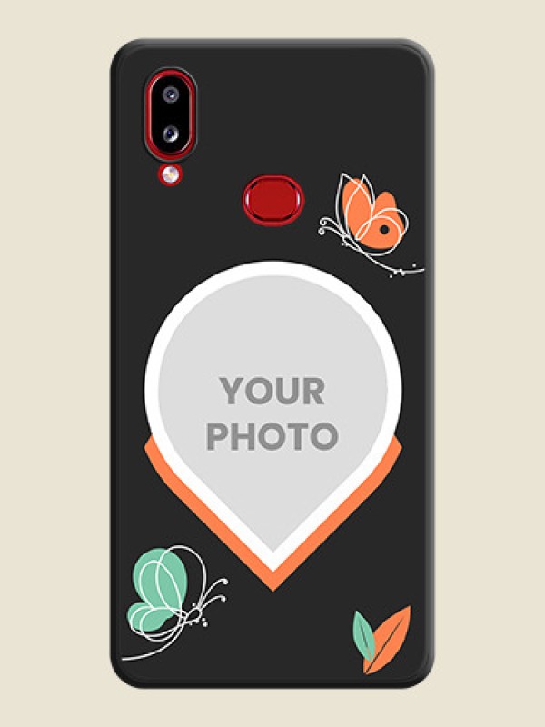 Custom Upload Pic With Simple Butterly Design On Space Black Personalized Soft Matte Phone Covers -Samsung Galaxy M01S - alternate view