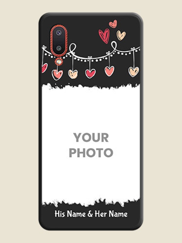 Custom Pink Love Hangings with Name on Space Black Custom Soft Matte Phone Cases - Galaxy M02 - alternate view