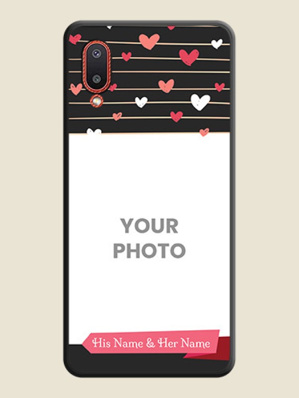 Custom Love Pattern with Name on Pink Ribbon  on Photo on Space Black Soft Matte Back Cover - Galaxy M02 - alternate view