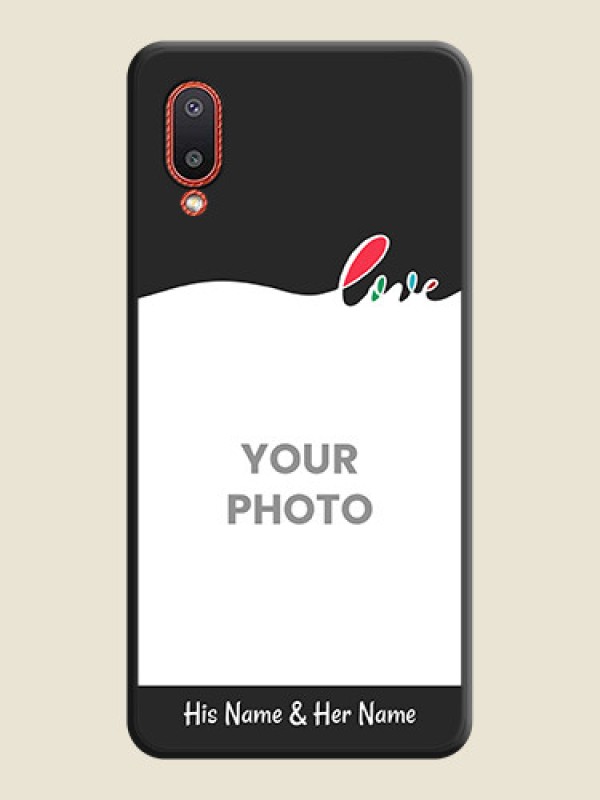 Custom Fall in Love Pattern with Picture on Photo on Space Black Soft Matte Mobile Case - Galaxy M02 - alternate view