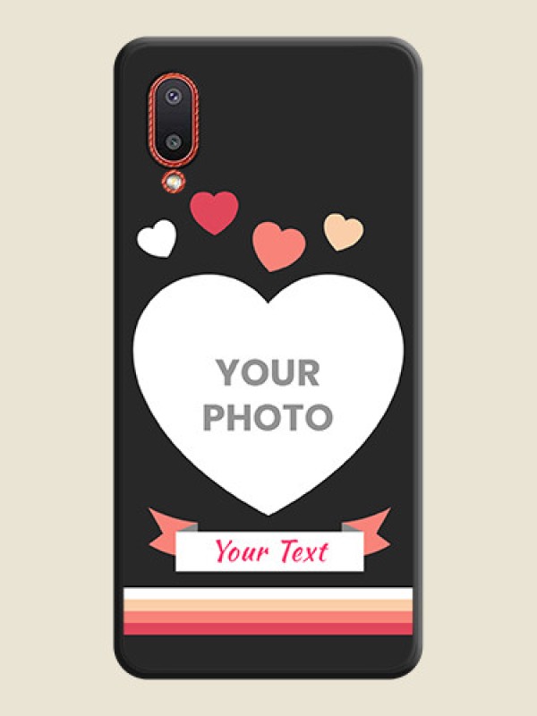 Custom Love Shaped Photo with Colorful Stripes on Personalised Space Black Soft Matte Cases - Galaxy M02 - alternate view