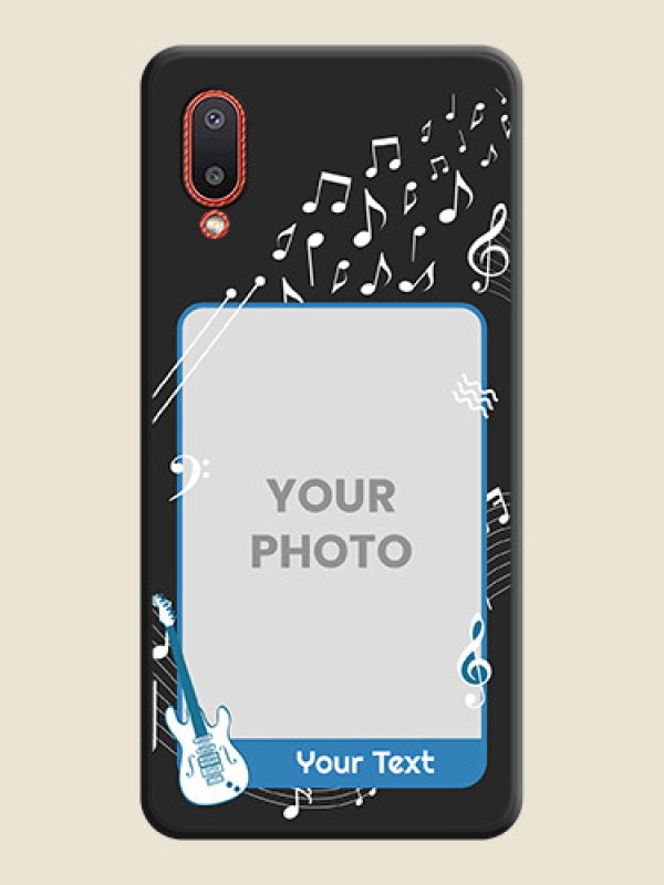 Custom Musical Theme Design with Text on Photo on Space Black Soft Matte Mobile Case - Galaxy M02 - alternate view