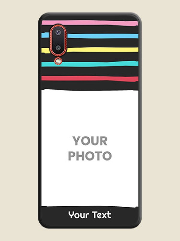 Custom Multicolor Lines with Image on Space Black Personalized Soft Matte Phone Covers - Galaxy M02 - alternate view