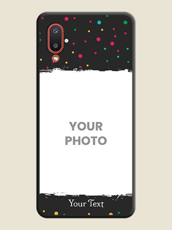 Custom Multicolor Dotted Pattern with Text on Space Black Custom Soft Matte Phone Back Cover - Galaxy M02 - alternate view