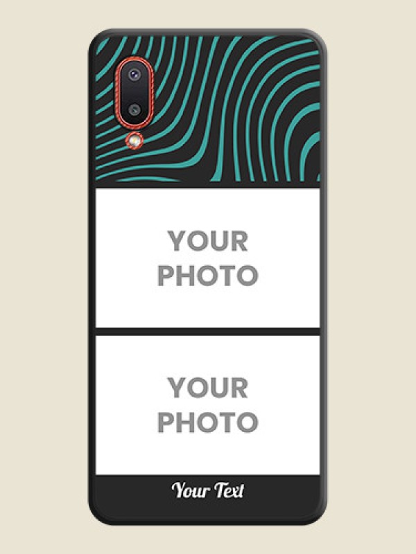 Custom Wave Pattern with 2 Image Holder on Space Black Personalized Soft Matte Phone Covers - Galaxy M02 - alternate view