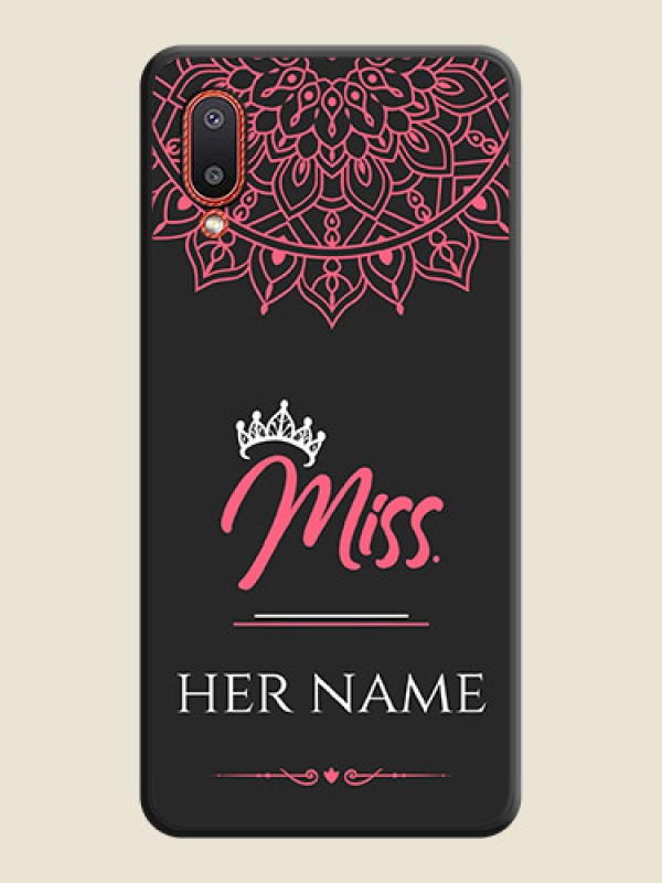 Custom Mrs Name with Floral Design on Space Black Personalized Soft Matte Phone Covers - Galaxy M02 - alternate view