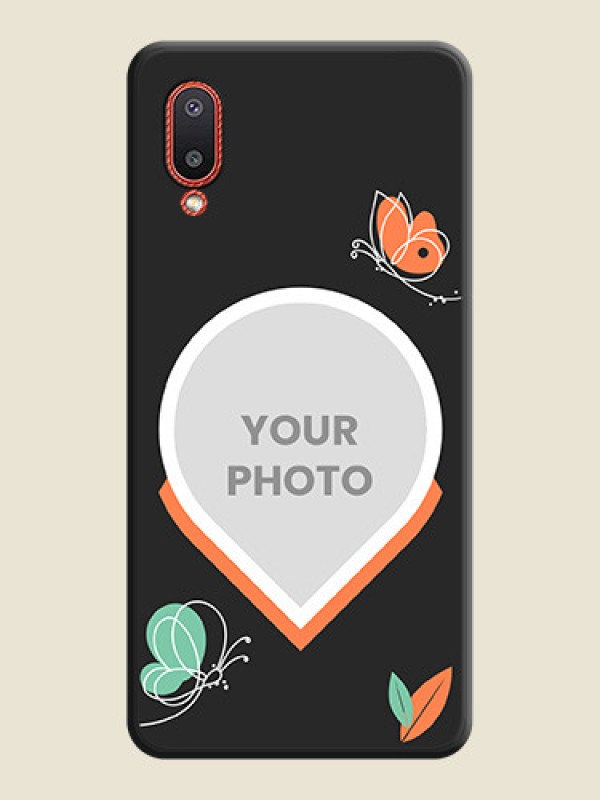 Custom Upload Pic With Simple Butterly Design On Space Black Personalized Soft Matte Phone Covers -Samsung Galaxy M02 - alternate view