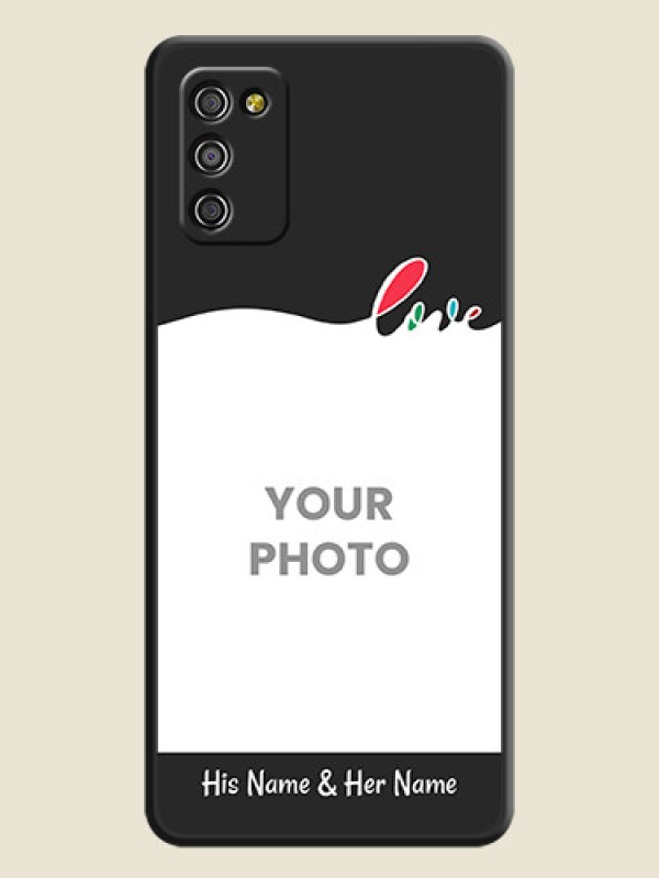 Custom Fall in Love Pattern with Picture on Photo on Space Black Soft Matte Mobile Case - Galaxy M02s - alternate view