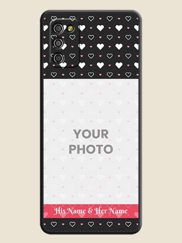 Custom White Color Love Symbols with Text Design on Photo on Space Black Soft Matte Phone Cover - Galaxy M02s - alternate view