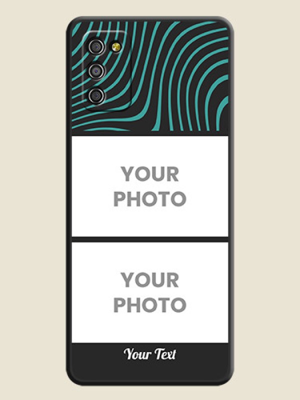 Custom Wave Pattern with 2 Image Holder on Space Black Personalized Soft Matte Phone Covers - Galaxy M02s - alternate view