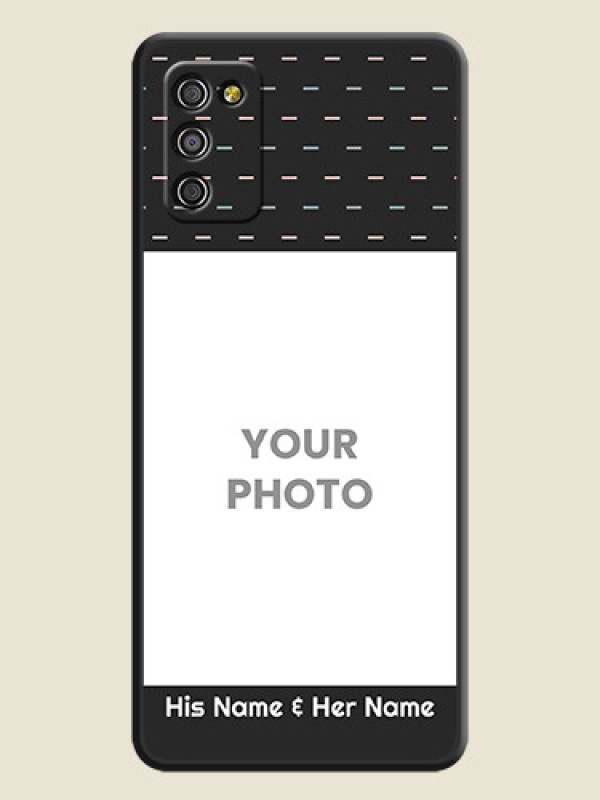 Custom Line Pattern Design with Text on Space Black Custom Soft Matte Phone Back Cover - Galaxy M02s - alternate view