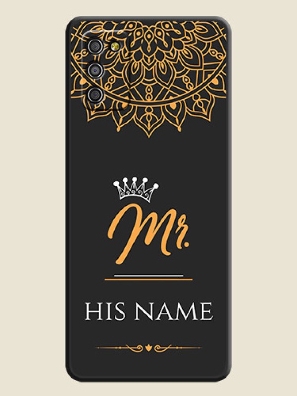 Custom Mr Name with Floral Design  on Personalised Space Black Soft Matte Cases - Galaxy M02s - alternate view