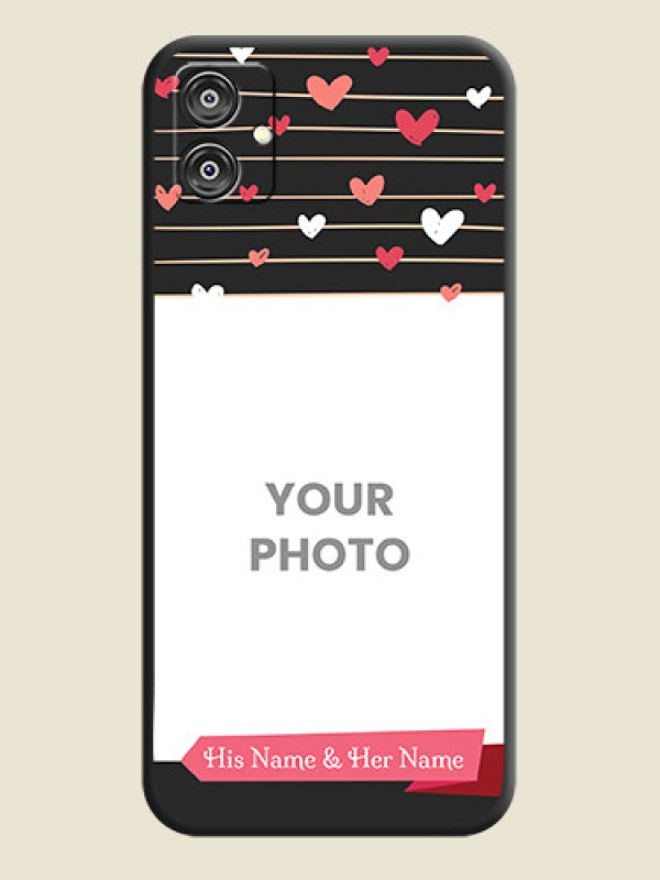 Custom Love Pattern with Name on Pink Ribbon - Photo on Space Black Soft Matte Back Cover - Galaxy M04 - alternate view