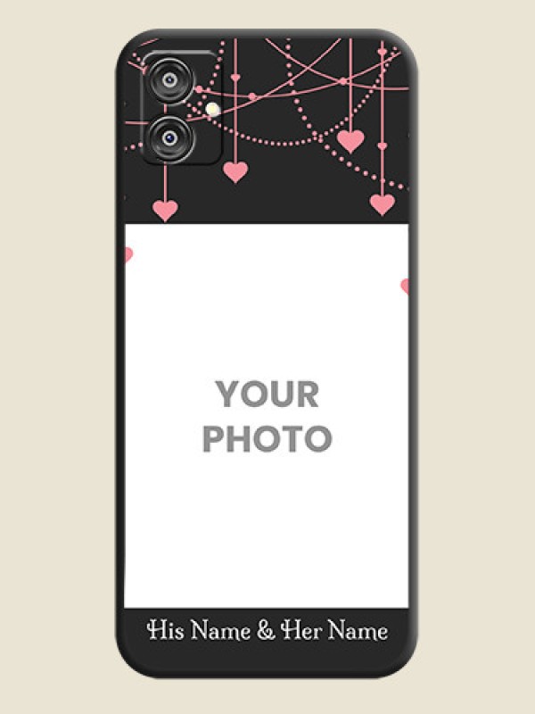 Custom Pink Love Hangings with Text on Space Black Custom Soft Matte Back Cover - Galaxy M04 - alternate view