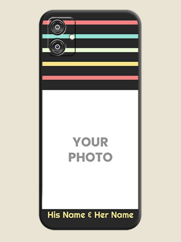 Custom Color Stripes with Photo and Text - Photo on Space Black Soft Matte Mobile Case - Galaxy M04 - alternate view