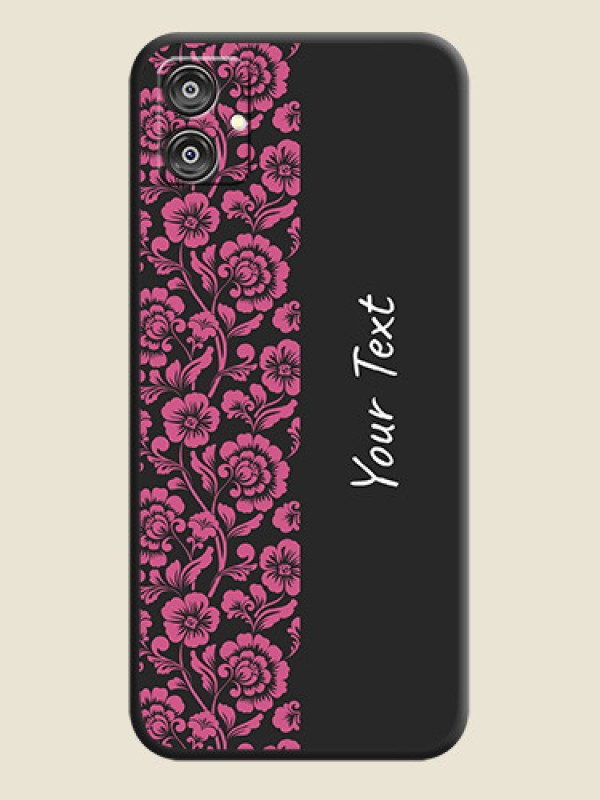 Custom Pink Floral Pattern Design With Custom Text On Space Black Personalized Soft Matte Phone Covers - Galaxy M04 - alternate view