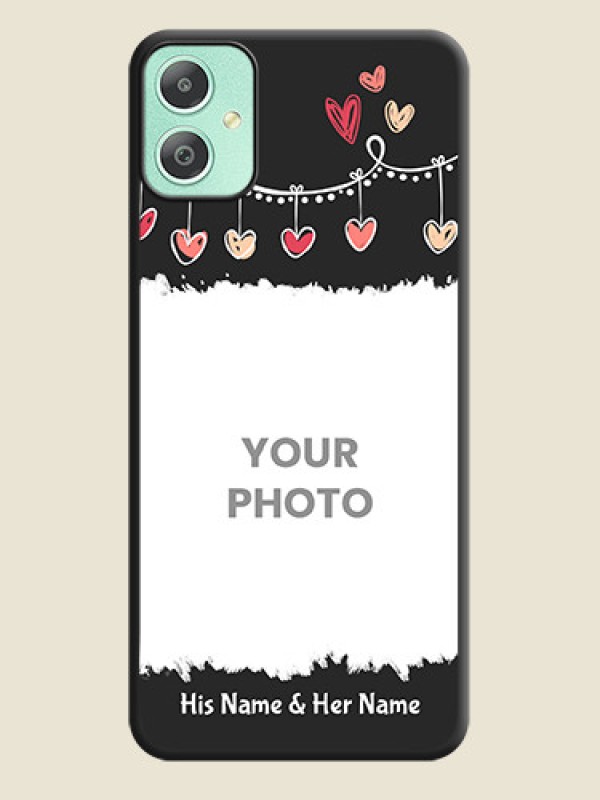 Custom Pink Love Hangings with Name On Space Black Custom Soft Matte Mobile Back Cover - Galaxy M05 - alternate view