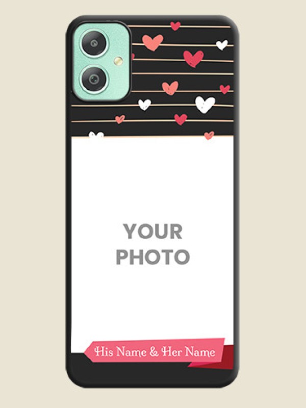 Custom Love Pattern with Name on Pink Ribbon on Photo On Space Black Custom Soft Matte Mobile Back Cover - Galaxy M05 - alternate view