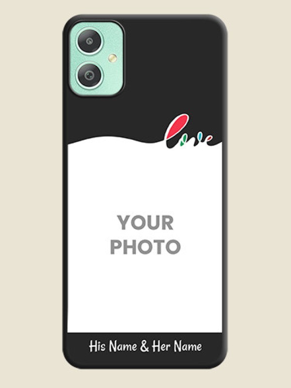 Custom Fall in Love Pattern with Picture on Photo On Space Black Custom Soft Matte Mobile Back Cover - Galaxy M05 - alternate view