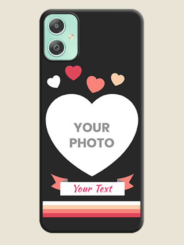 Custom Love Shaped Photo with Colorful Stripes On Space Black Custom Soft Matte Mobile Back Cover - Galaxy M05 - alternate view