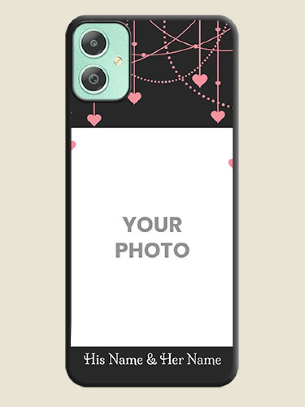 Custom Pink Love Hangings with Text On Space Black Custom Soft Matte Mobile Back Cover - Galaxy M05 - alternate view
