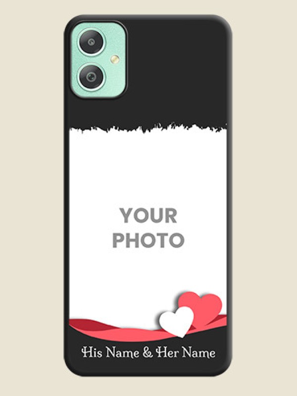 Custom Pin Color Love Shaped Ribbon Design with Text On Space Black Custom Soft Matte Mobile Back Cover - Galaxy M05 - alternate view