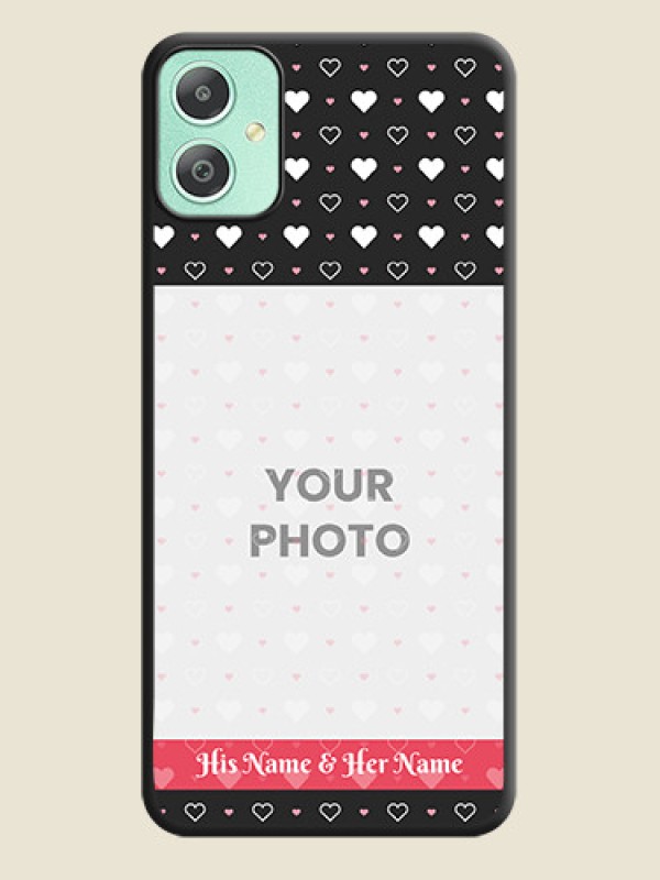 Custom White Color Love Symbols with Text Design on Photo On Space Black Custom Soft Matte Mobile Back Cover - Galaxy M05 - alternate view