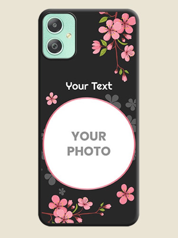 Custom Round Image with Pink Color Floral Design on Photo On Space Black Custom Soft Matte Mobile Back Cover - Galaxy M05 - alternate view