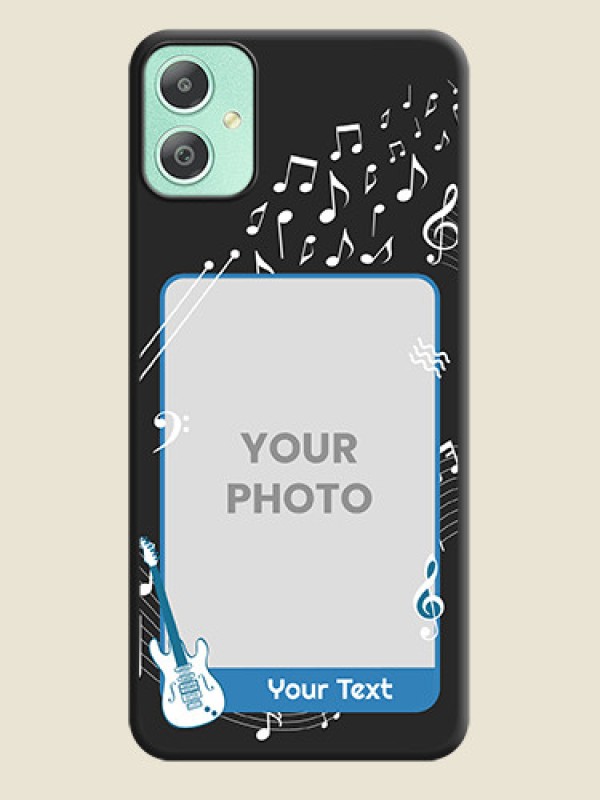 Custom Musical Theme Design with Text on Photo On Space Black Custom Soft Matte Mobile Back Cover - Galaxy M05 - alternate view