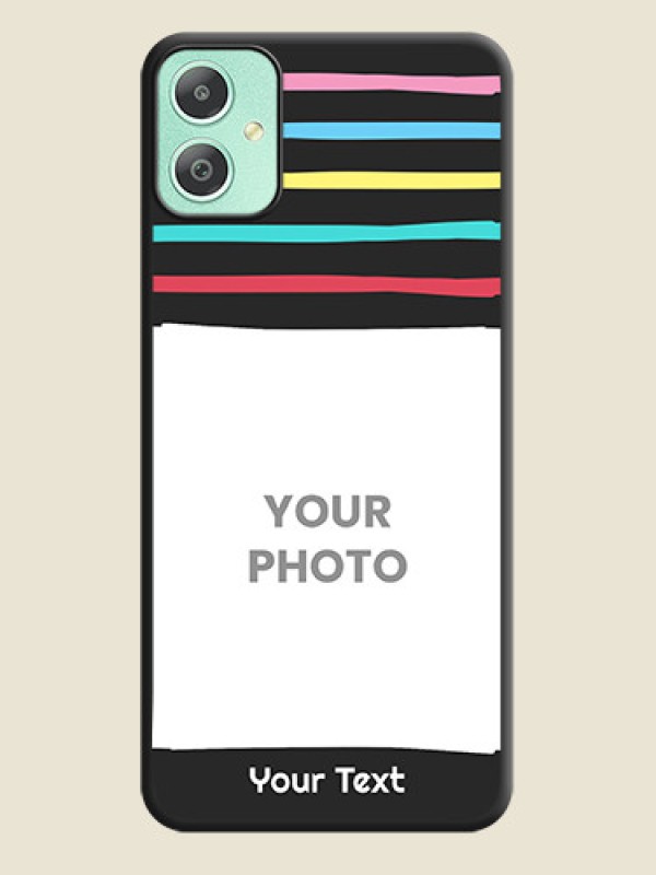 Custom Multicolor Lines with Image On Space Black Custom Soft Matte Mobile Back Cover - Galaxy M05 - alternate view
