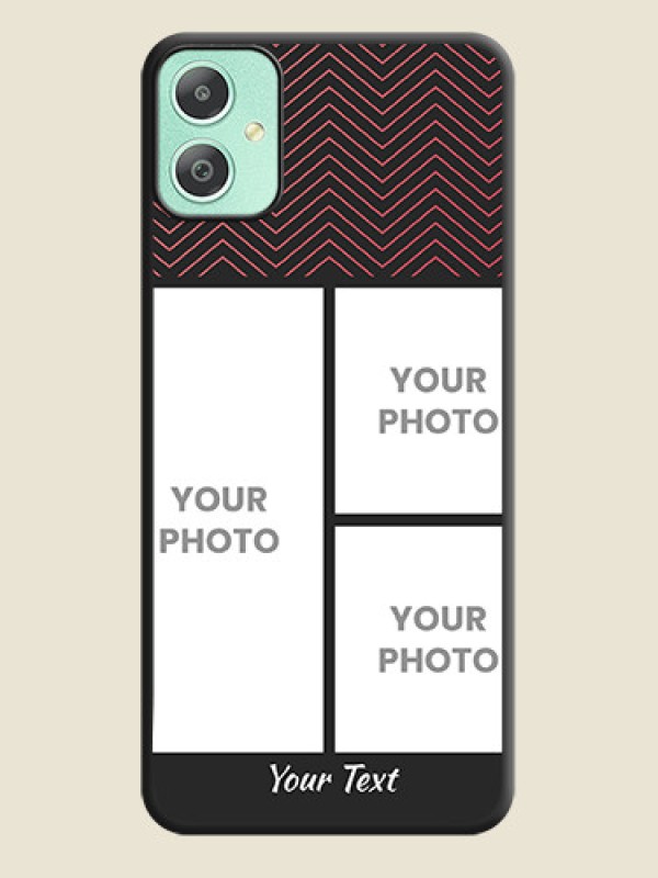 Custom Wave Pattern with 3 Image Holder On Space Black Custom Soft Matte Mobile Back Cover - Galaxy M05 - alternate view