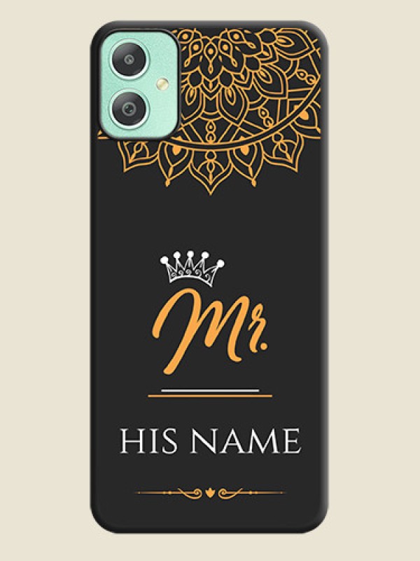 Custom Mr Name with Floral Design On Space Black Custom Soft Matte Mobile Back Cover - Galaxy M05 - alternate view