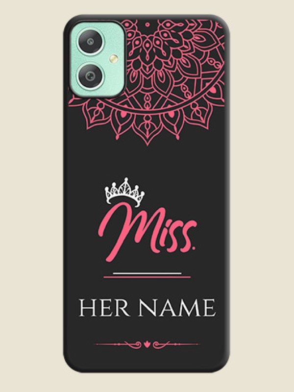Custom Mrs Name with Floral Design On Space Black Custom Soft Matte Mobile Back Cover - Galaxy M05 - alternate view