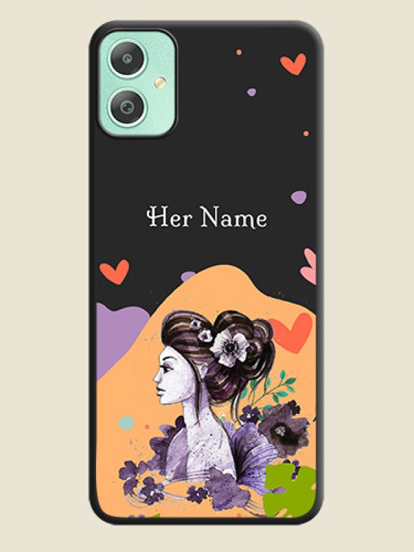 Custom Namecase For Her With Fancy Lady Image On Space Black Custom Soft Matte Mobile Back Cover - Galaxy M05 - alternate view