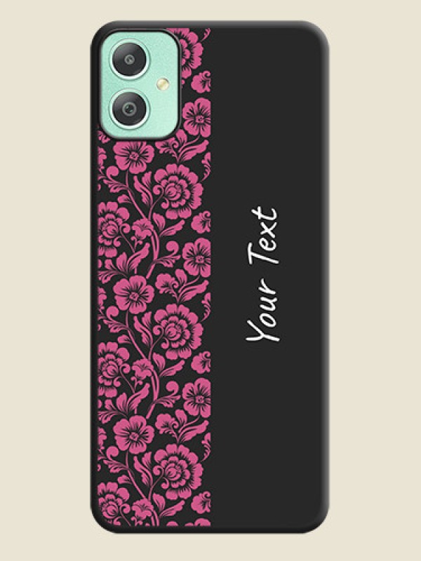 Custom Pink Floral Pattern Design With Custom Text On Space Black Custom Soft Matte Mobile Back Cover - Galaxy M05 - alternate view