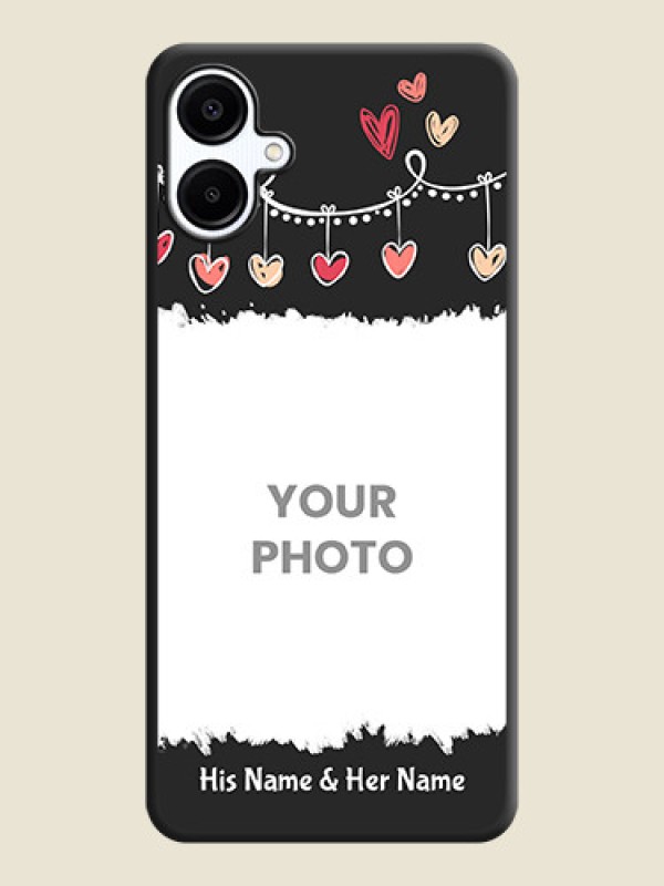 Custom Pink Love Hangings with Name On Space Black Custom Soft Matte Mobile Back Cover - Galaxy M06 - alternate view