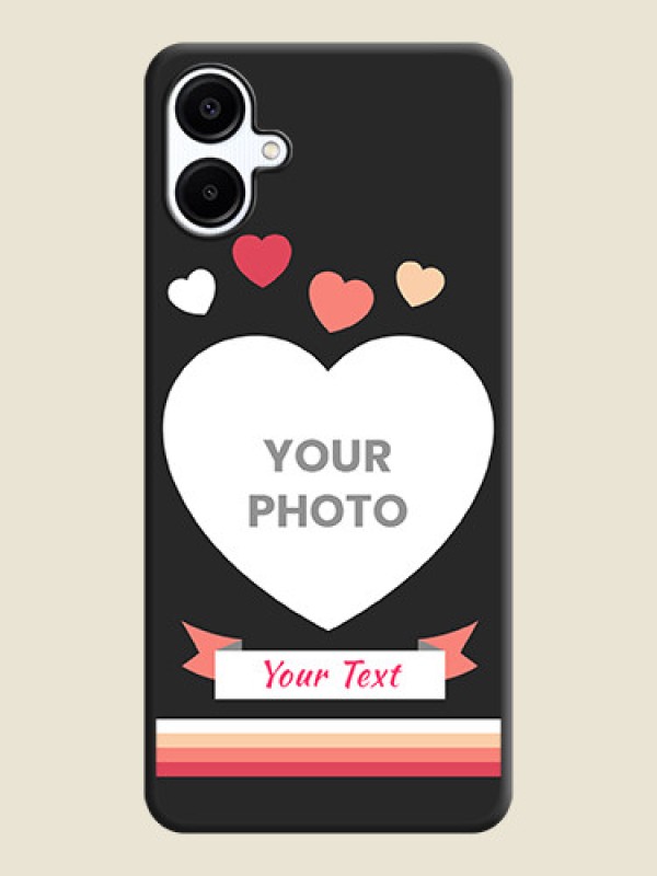 Custom Love Shaped Photo with Colorful Stripes On Space Black Custom Soft Matte Mobile Back Cover - Galaxy M06 - alternate view