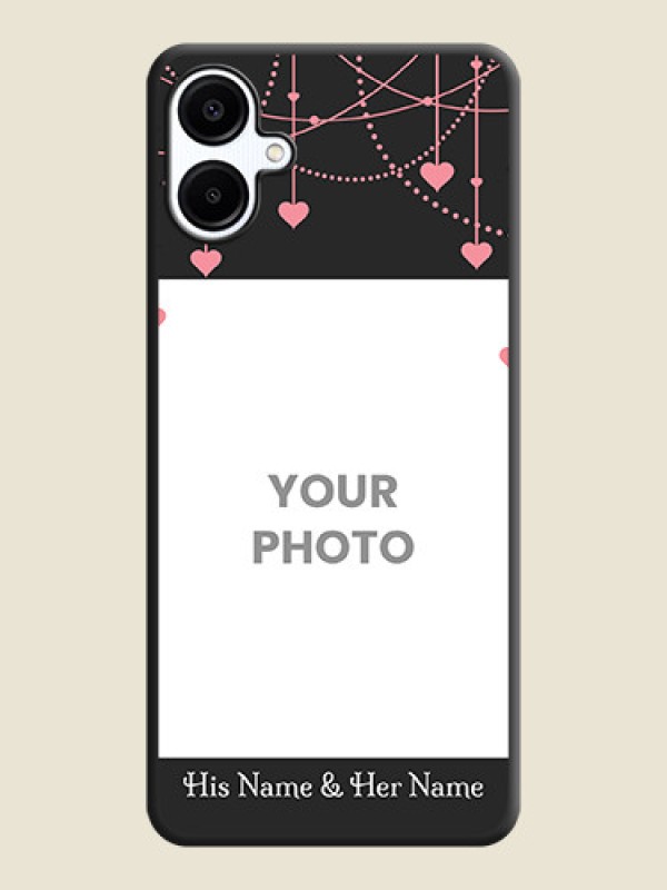 Custom Pink Love Hangings with Text On Space Black Custom Soft Matte Mobile Back Cover - Galaxy M06 - alternate view