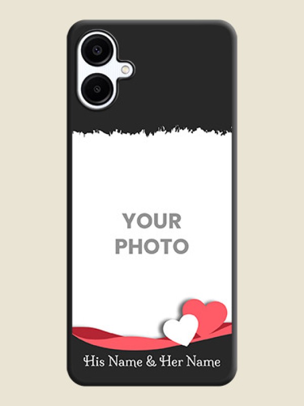 Custom Pin Color Love Shaped Ribbon Design with Text On Space Black Custom Soft Matte Mobile Back Cover - Galaxy M06 - alternate view