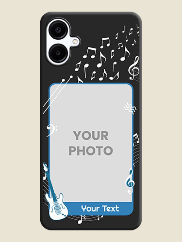 Custom Musical Theme Design with Text on Photo On Space Black Custom Soft Matte Mobile Back Cover - Galaxy M06 - alternate view