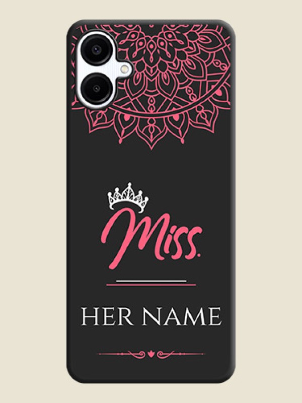 Custom Mrs Name with Floral Design On Space Black Custom Soft Matte Mobile Back Cover - Galaxy M06 - alternate view