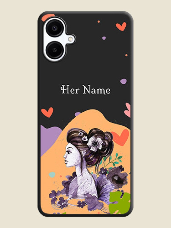 Custom Namecase For Her With Fancy Lady Image On Space Black Custom Soft Matte Mobile Back Cover - Galaxy M06 - alternate view