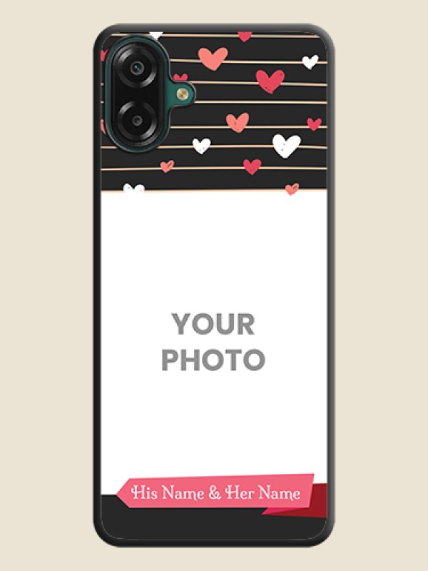 Custom Love Pattern with Name on Pink Ribbon on Photo On Space Black Custom Soft Matte Mobile Back Cover - Samsung Galaxy M07 - alternate view