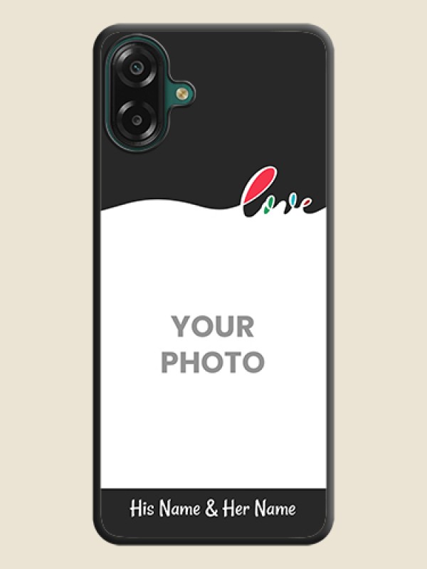 Custom Fall in Love Pattern with Picture on Photo On Space Black Custom Soft Matte Mobile Back Cover - Samsung Galaxy M07 - alternate view