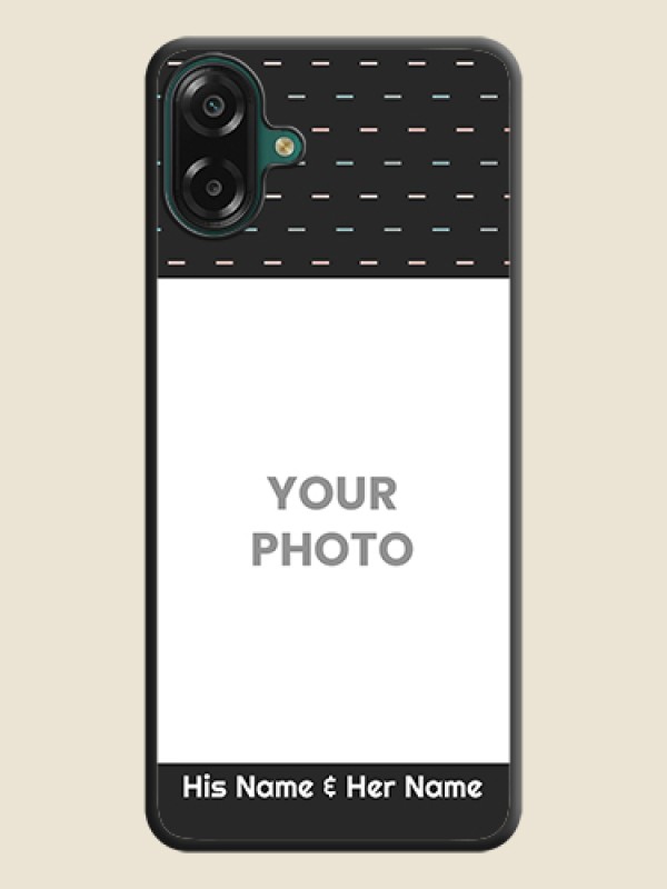 Custom Line Pattern Design with Text On Space Black Custom Soft Matte Mobile Back Cover - Samsung Galaxy M07 - alternate view